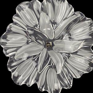 Mikasa Tulip Satin‎ Frosted Flower Glass Crystal Dish Platter Heavy Centerpiece
